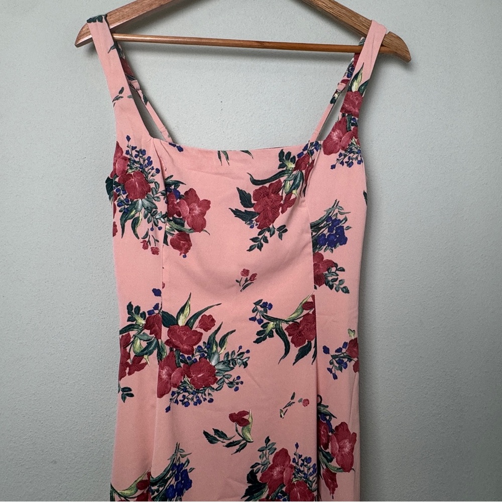 Abercrombie & Fitch Fit and Flare‎ Squareneck Smocked Mini Dress Blush Floral M - Picture 8 of 16